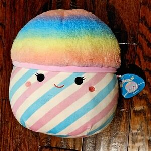 NWT Squishmallows Rare 12-Inch Bevin Rainbow Snow Cone Plush